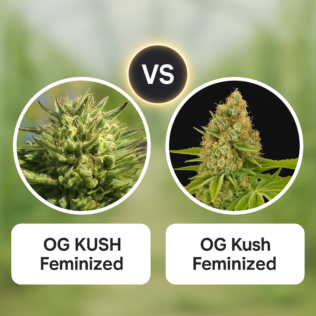 OG KUSH (Humboldt Seed Company) vs OG Kush (DinaFem Seeds) Vergleich von Cannabissamen