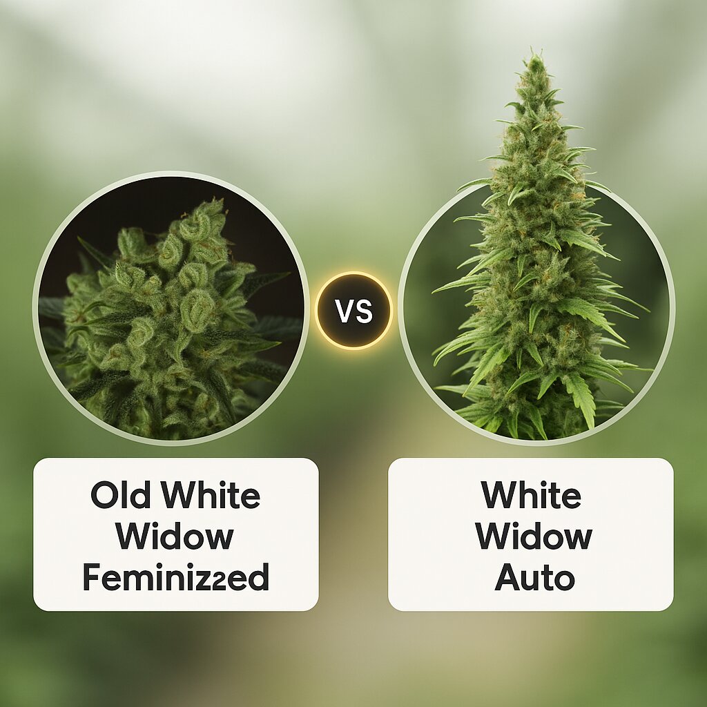 Old White Widow (z710 Genetics) vs White Widow Auto (Vision Seeds) Vergleich von Hanfsamen