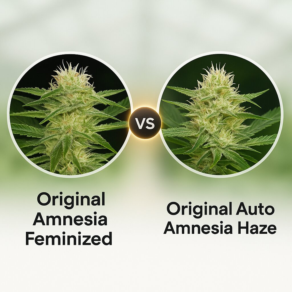 Original Amnesia (DinaFem Seeds) vs Original Auto Amnesia Haze (FastBuds) Cannabissamenvergleich