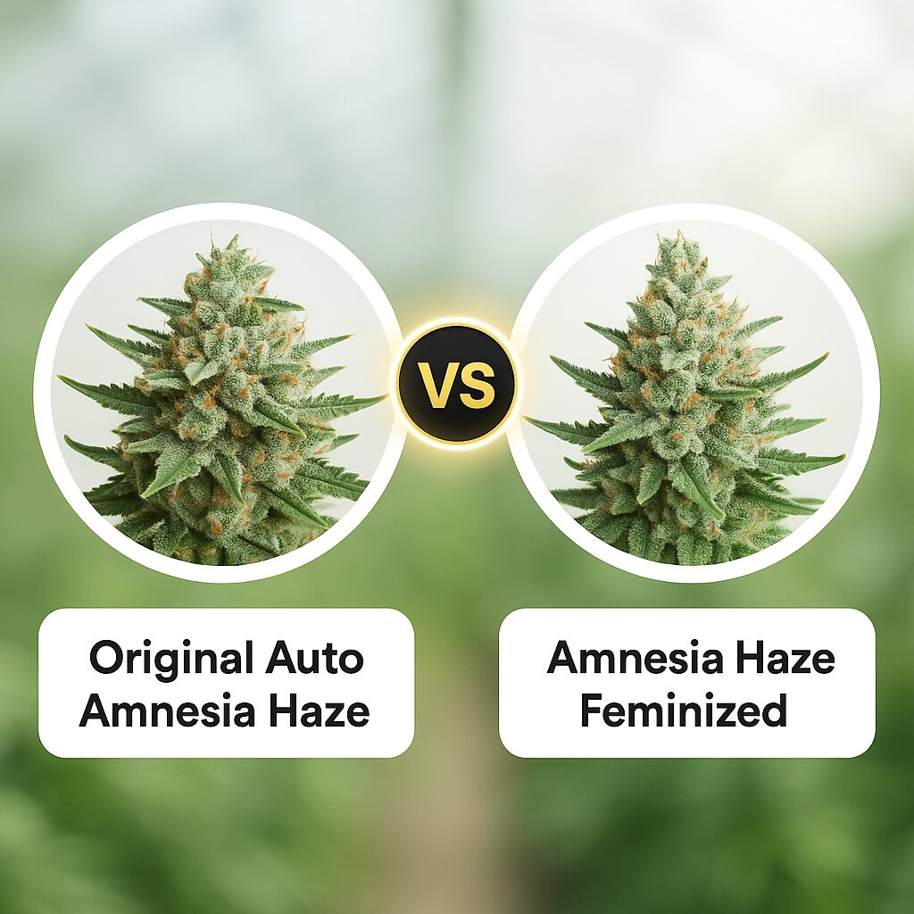 Original Auto Amnesia Haze (FastBuds) vs Amnesia Haze (Royal Queen Seeds) Vergleich von Hanfsamen