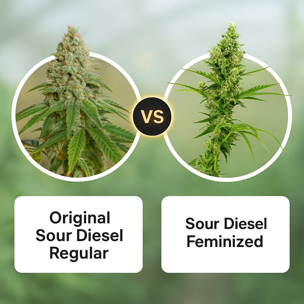Original Sour Diesel (Cali Weed) vs Sour Diesel (Bulldog Seeds) Vergleich von Cannabissamen