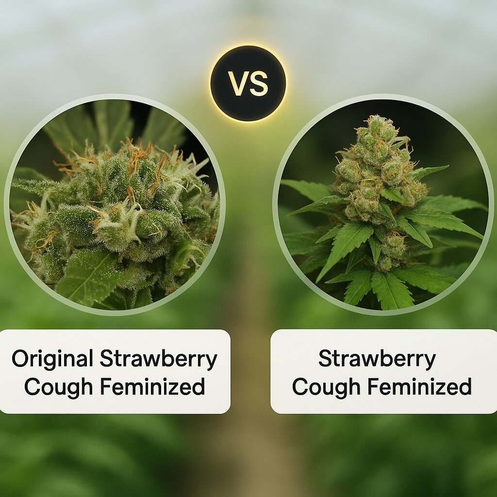 Original Strawberry Cough (DinaFem Seeds) vs Strawberry Cough (Dutch Passion) Cannabissamenvergleich