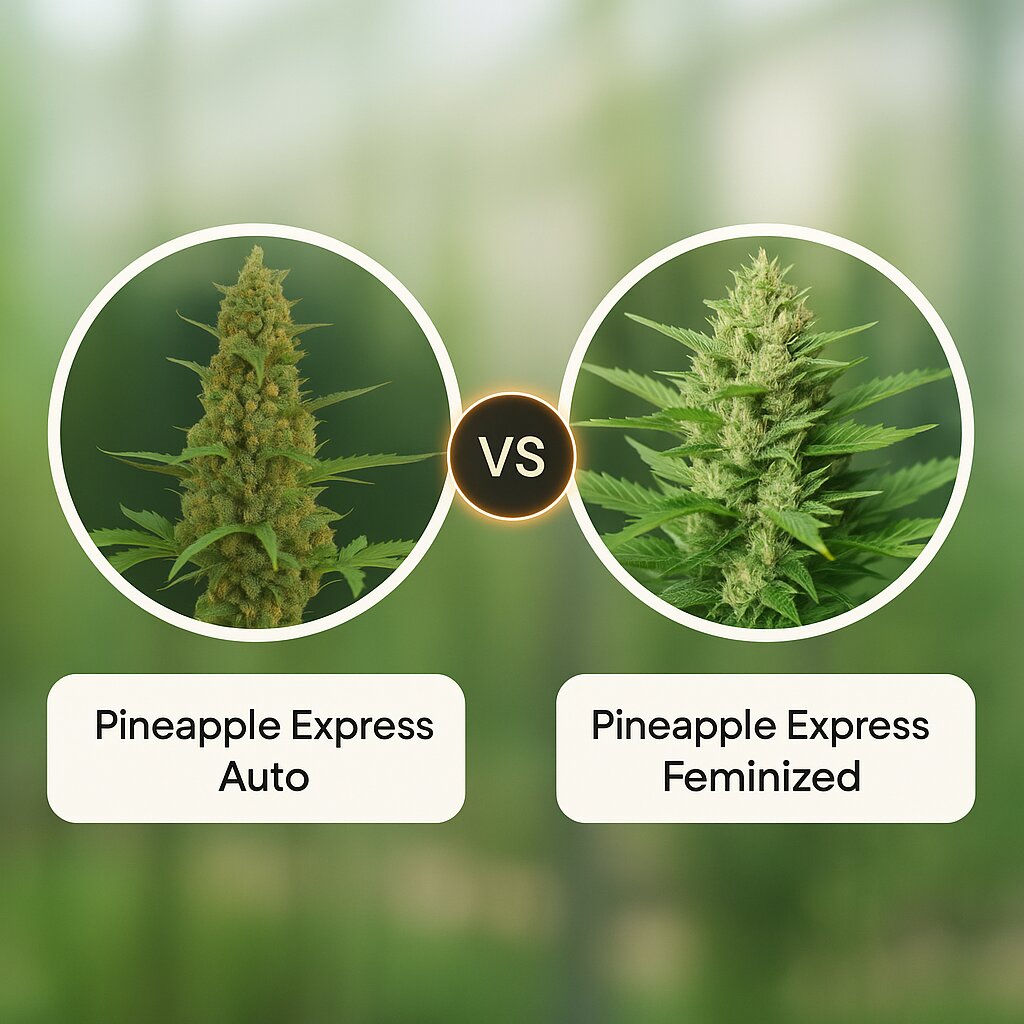 Pineapple Express Auto (Barneys Farm) vs Pineapple Express (G13 Labs) Cannabissamenvergleich