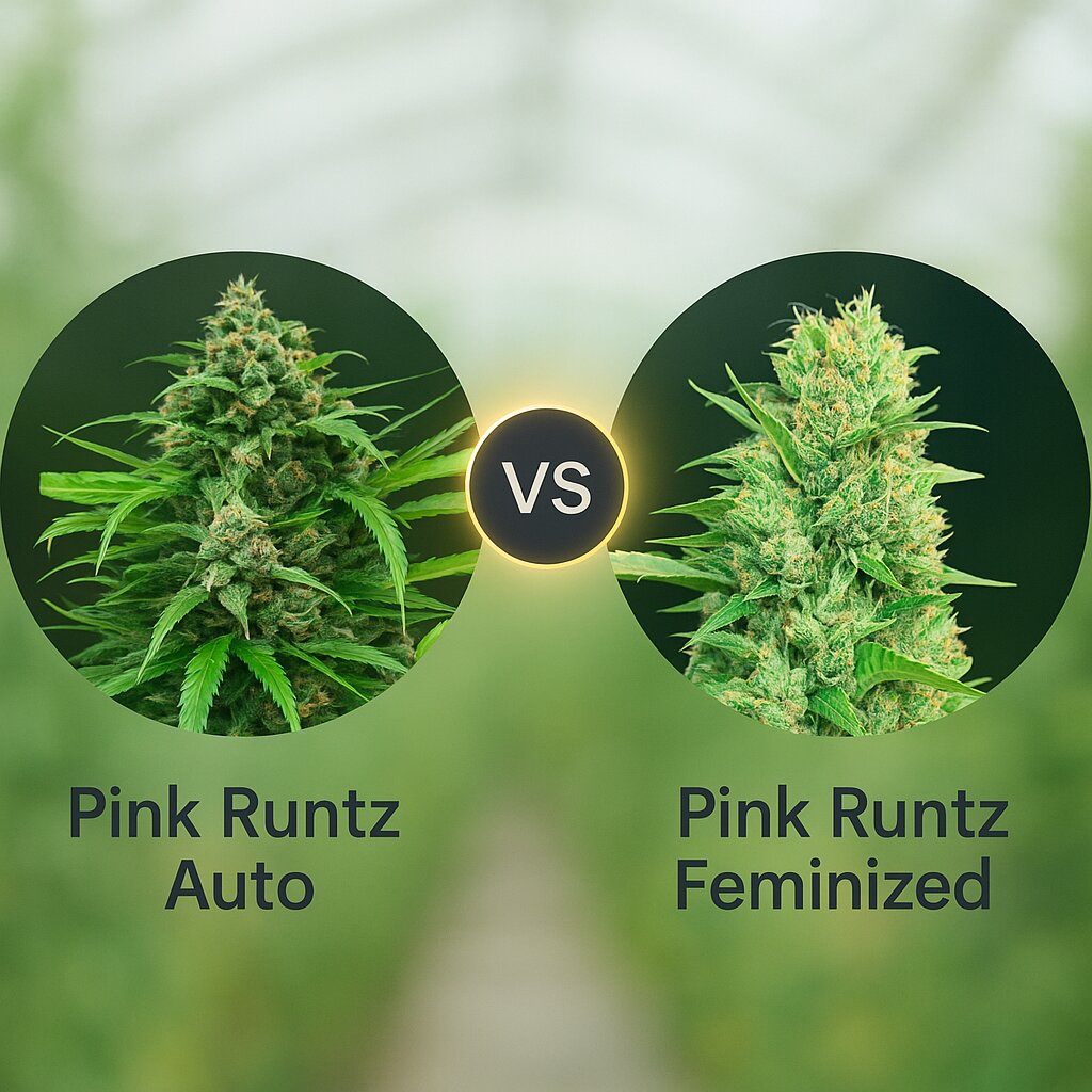 Pink Runtz Auto (Royal Queen Seeds) vs Pink Runtz (Royal Queen Seeds) Vergleich von Cannabissamen