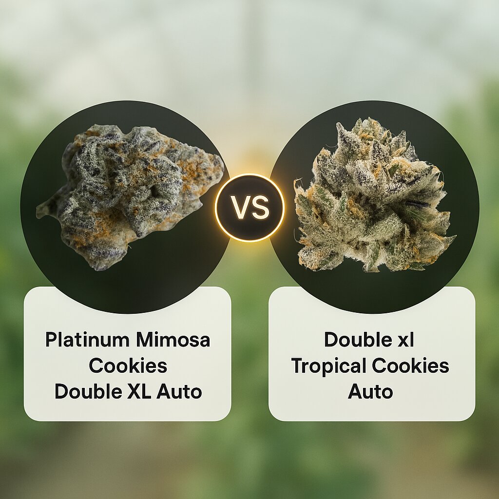 Platinum Mimosa Cookies Double XL (Growers Choice) vs Double xl Tropical Cookies (Growers Choice) Vergleich von Cannabissamen