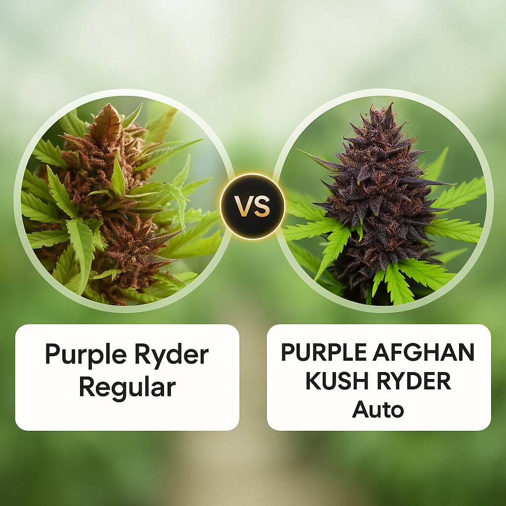Purple Ryder (Joint Doctor) vs PURPLE AFGHAN KUSH RYDER (World of Seeds) Vergleich von Cannabissamen