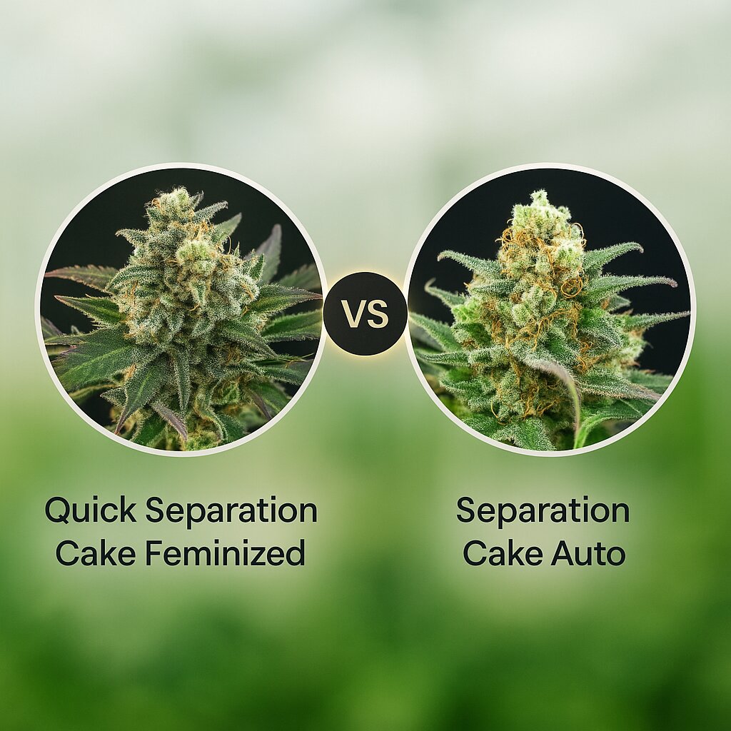 Quick Separation Cake (Dr Krippling) vs Separation Cake Auto (Dr Krippling) Cannabissamen-Vergleich
