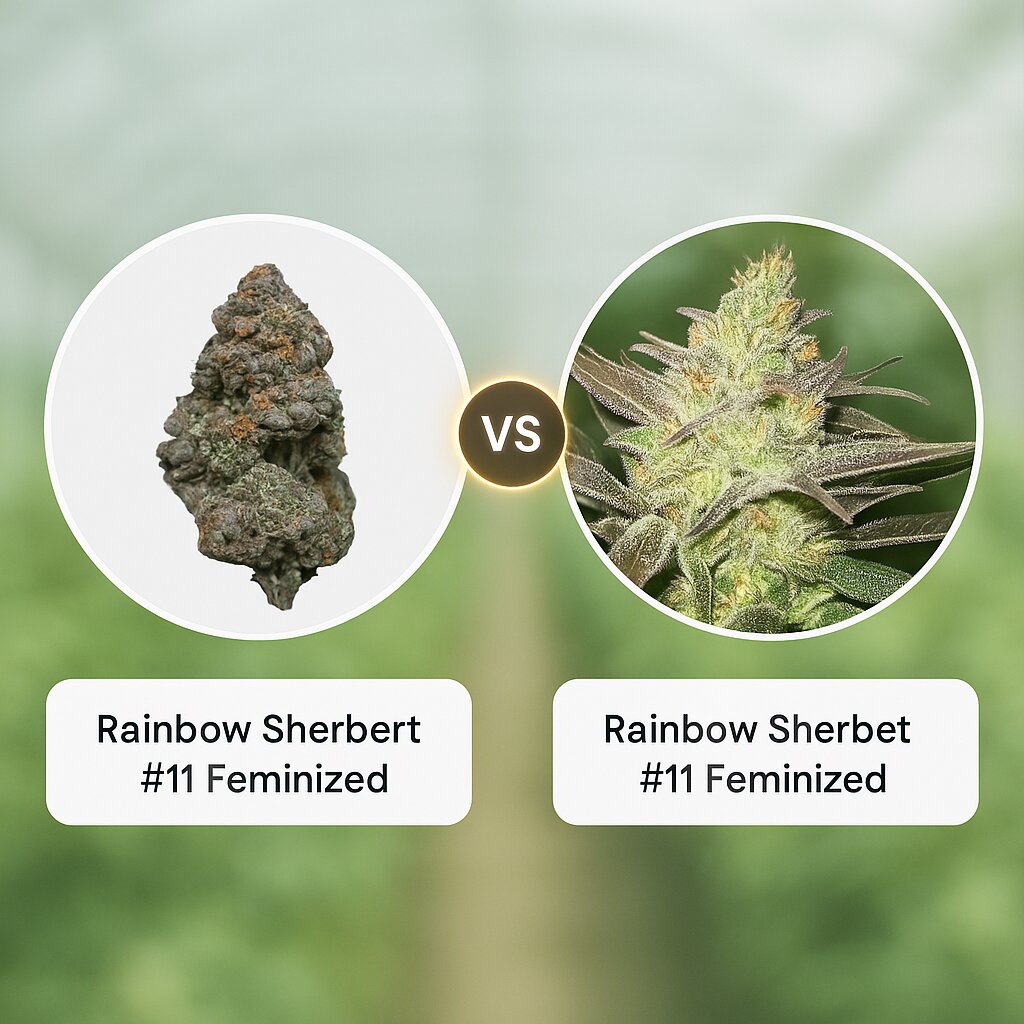 Rainbow Sherbert #11 (Growers Choice) vs Rainbow Sherbet #11 (Advanced Seeds) Cannabissamenvergleich