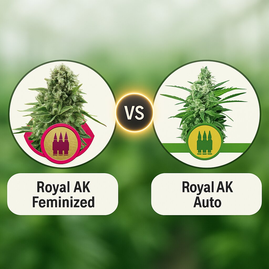Royal AK (Royal Queen Seeds) vs Royal AK Auto (Royal Queen Seeds) Vergleich von Cannabissamen