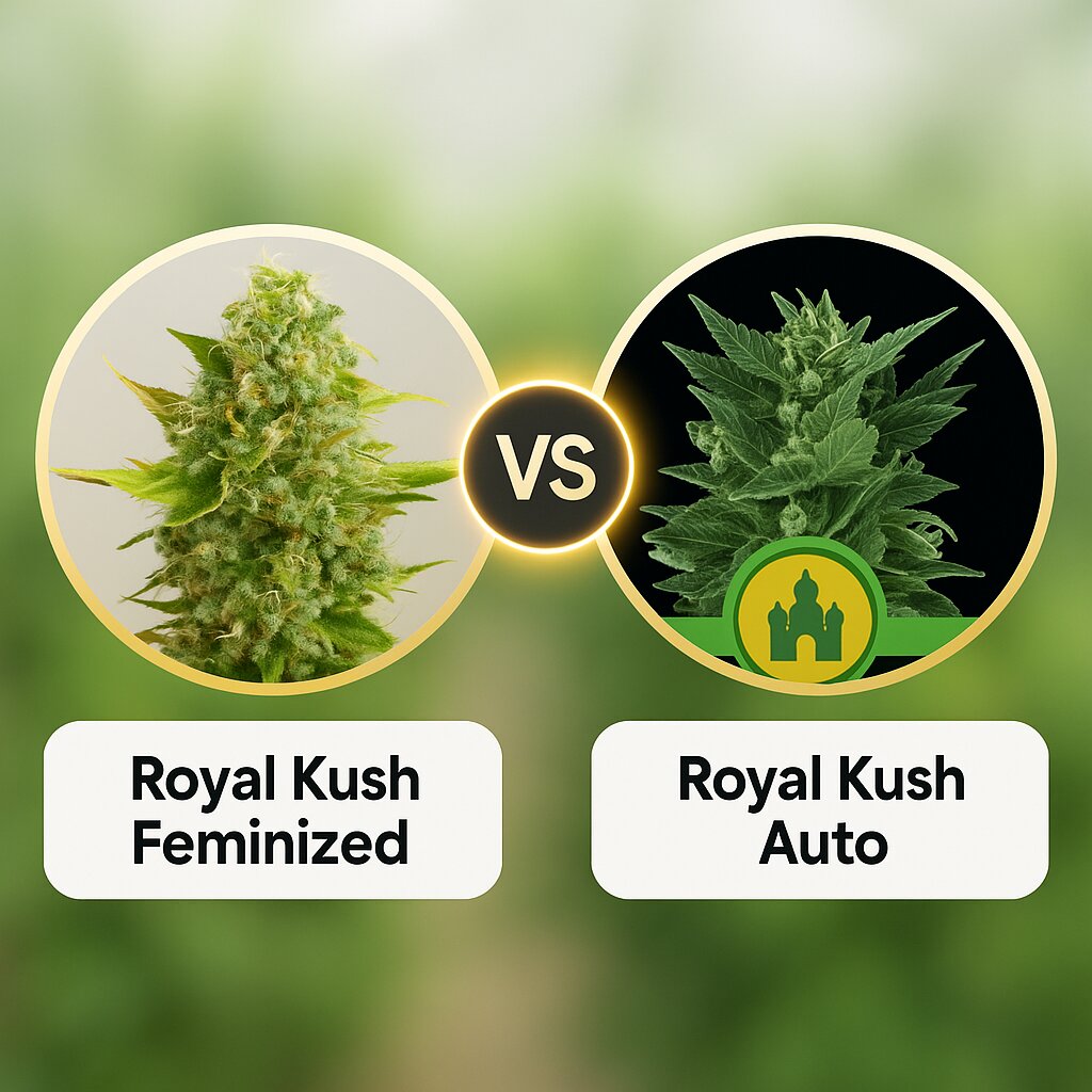 Royal Kush (G13 Labs) vs Royal Kush Auto (Royal Queen Seeds) Vergleich von Cannabissamen