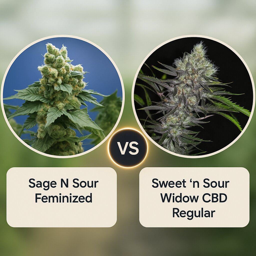 Sage N Sour (TH Seeds) vs Sweet 'n Sour Widow CBD (CBD Crew) Cannabissamen Vergleich
