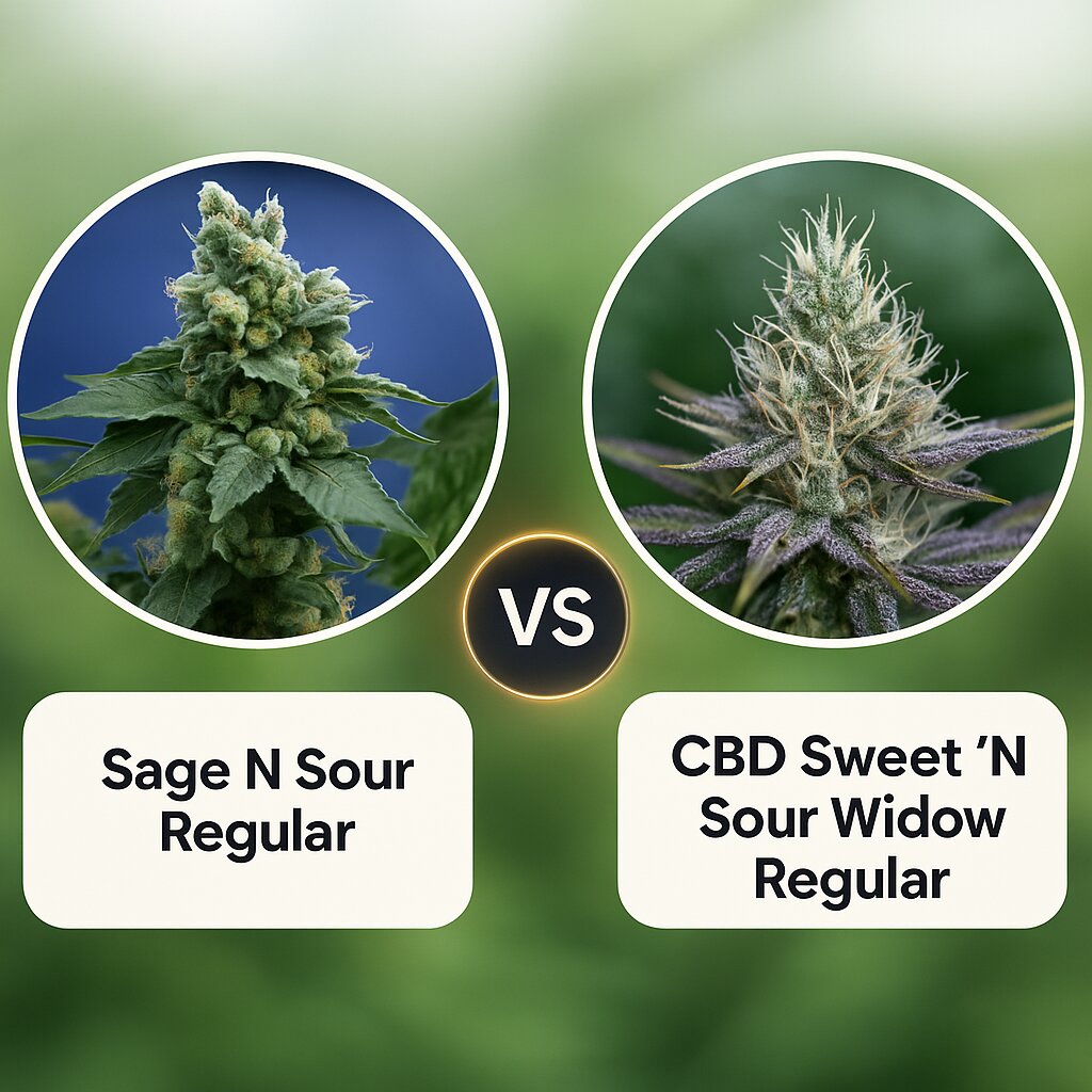 Sage N Sour (TH Seeds) vs CBD Sweet 'N Sour Widow (Seedsman) Cannabissamenvergleich