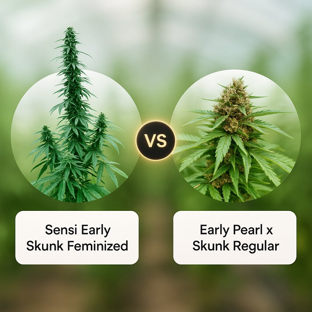 Sensi Early Skunk (Sensi Seeds) vs Early Pearl x Skunk (Mr Nice Seedbank) Vergleich von Cannabissamen