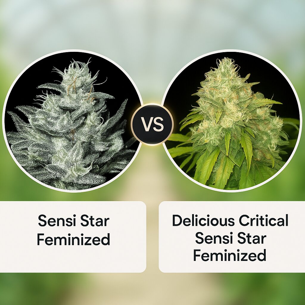 Sensi Star (Paradise Seeds) vs Delicious Critical Sensi Star (Delicious Seeds) Hanfsamenvergleich