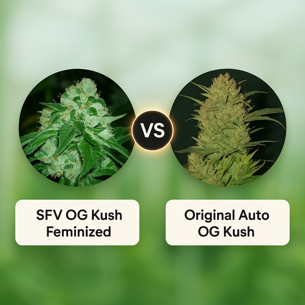 SFV OG Kush (DinaFem Seeds) vs Original Auto OG Kush (FastBuds) Vergleich von Cannabissamen