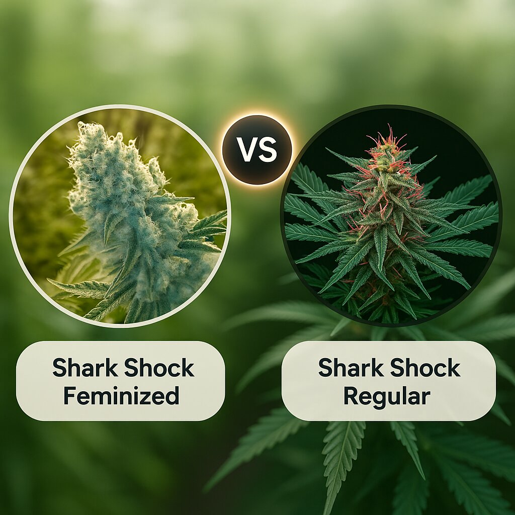 Shark Shock (CBD Crew) vs Shark Shock (Mr Nice Seedbank) Cannabis Samen Vergleich