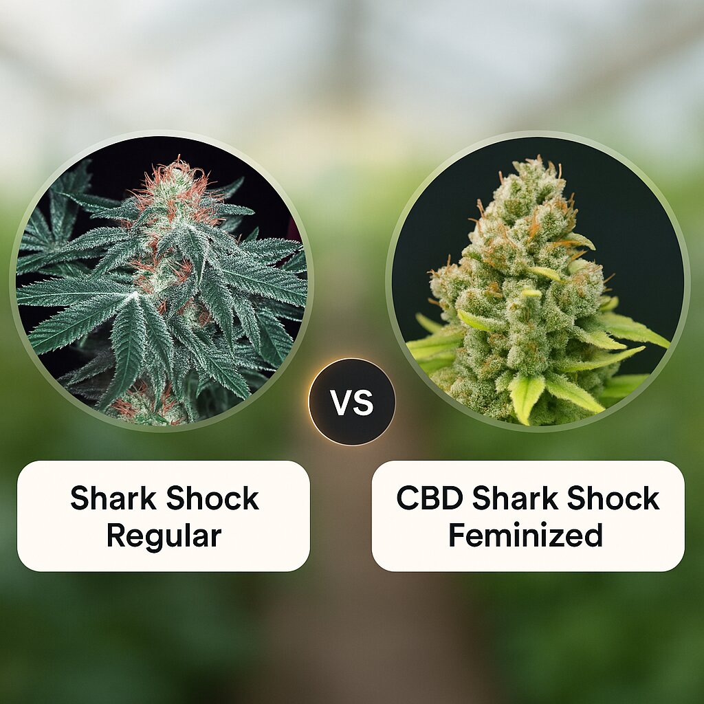 Shark Shock (Mr Nice Seedbank) vs CBD Shark Shock (Seedsman) Cannabis-Samenvergleich