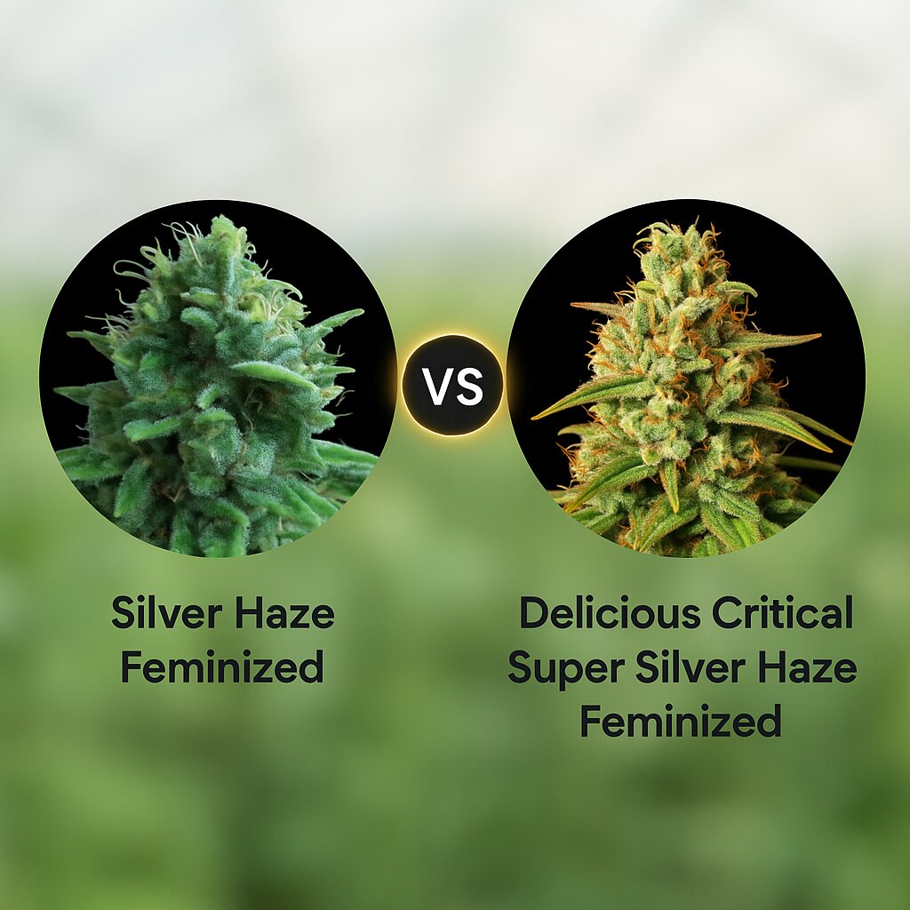 Silver Haze (Vision Seeds) vs Delicious Critical Super Silver Haze (Delicious Seeds) Vergleich von Hanfsamen