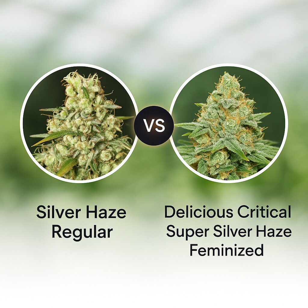 Silver Haze (Sensi Seeds) vs Delicious Critical Super Silver Haze (Delicious Seeds) Cannabis Samen Vergleich