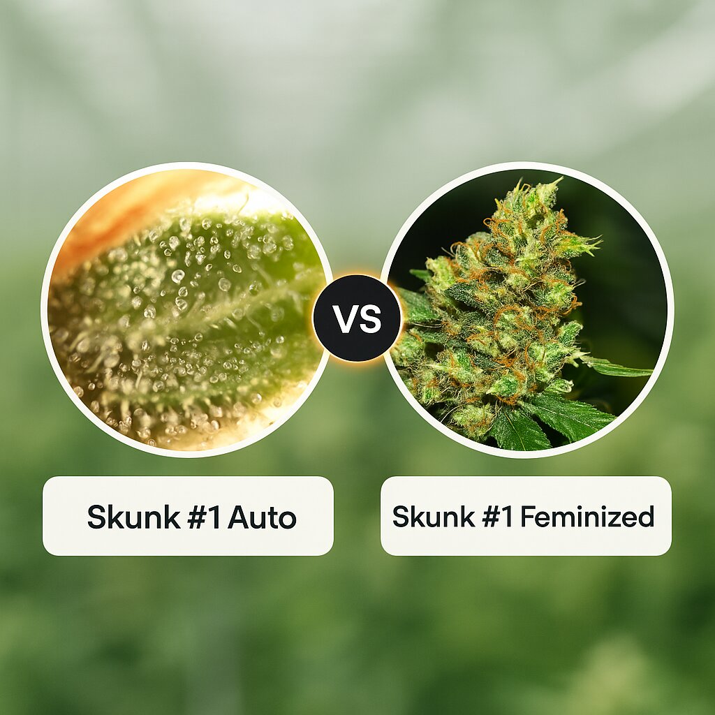 Skunk #1 Auto (Seedsman) vs Skunk #1 (G13 Labs) Cannabis-Samenvergleich