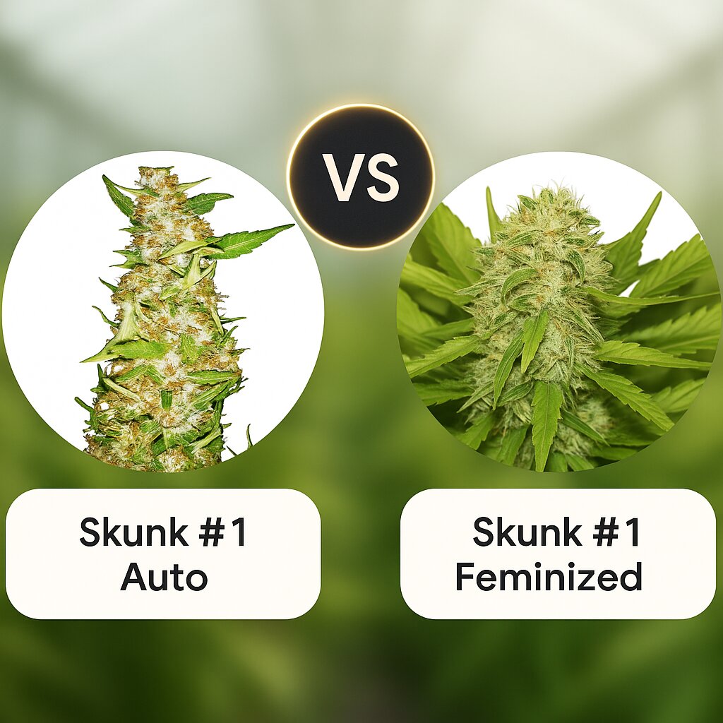 Skunk #1 Auto (Sensi Seeds) vs Skunk #1 (Royal Queen Seeds) Cannabis Samen Vergleich