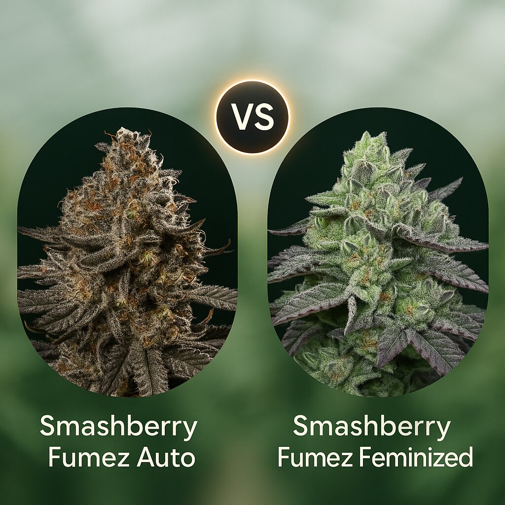 Smashberry Fumez Auto (Anesia Seeds) vs Smashberry Fumez (Anesia Seeds) Vergleich von Cannabissamen