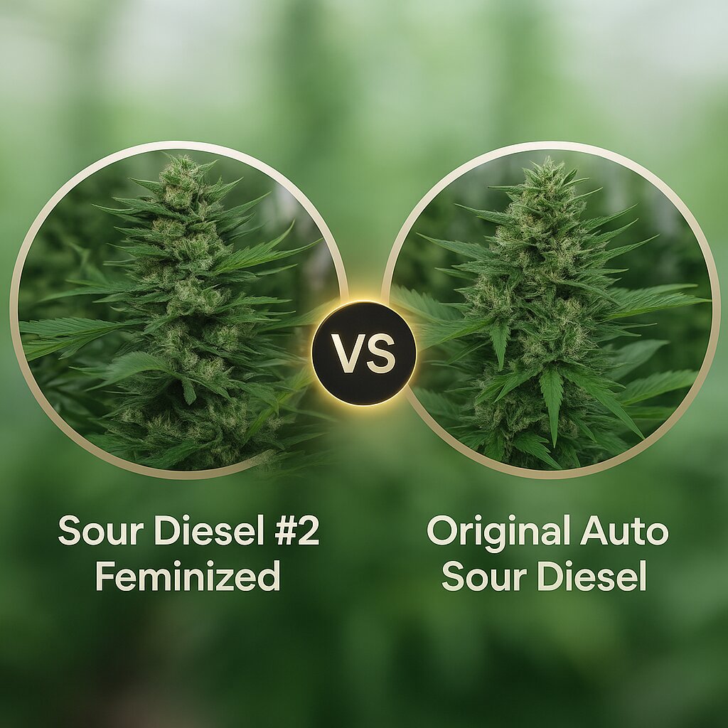 Sour Diesel #2 (Humboldt Seed Organization) vs Original Auto Sour Diesel (FastBuds) Vergleich von Cannabissamen
