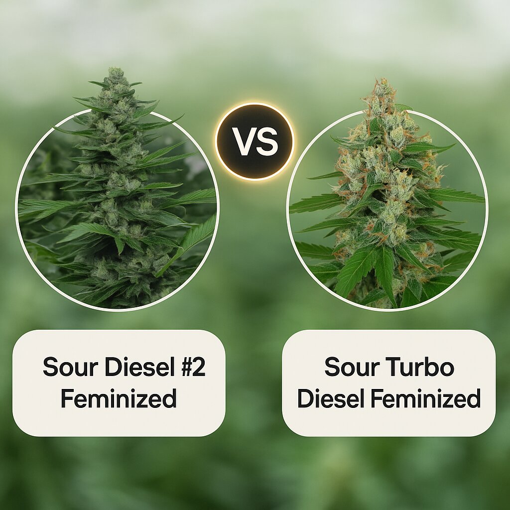 Sour Diesel #2 (Humboldt Seed Organization) vs Sour Turbo Diesel (Cream of the Crop) Cannabissamenvergleich