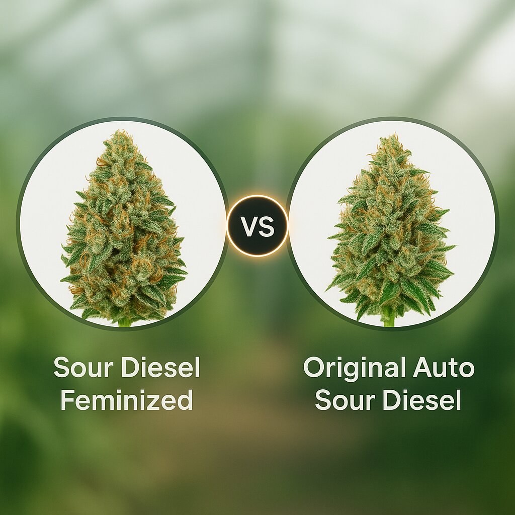 Sour Diesel (Barneys Farm) vs Original Auto Sour Diesel (FastBuds) Cannabissamenvergleich