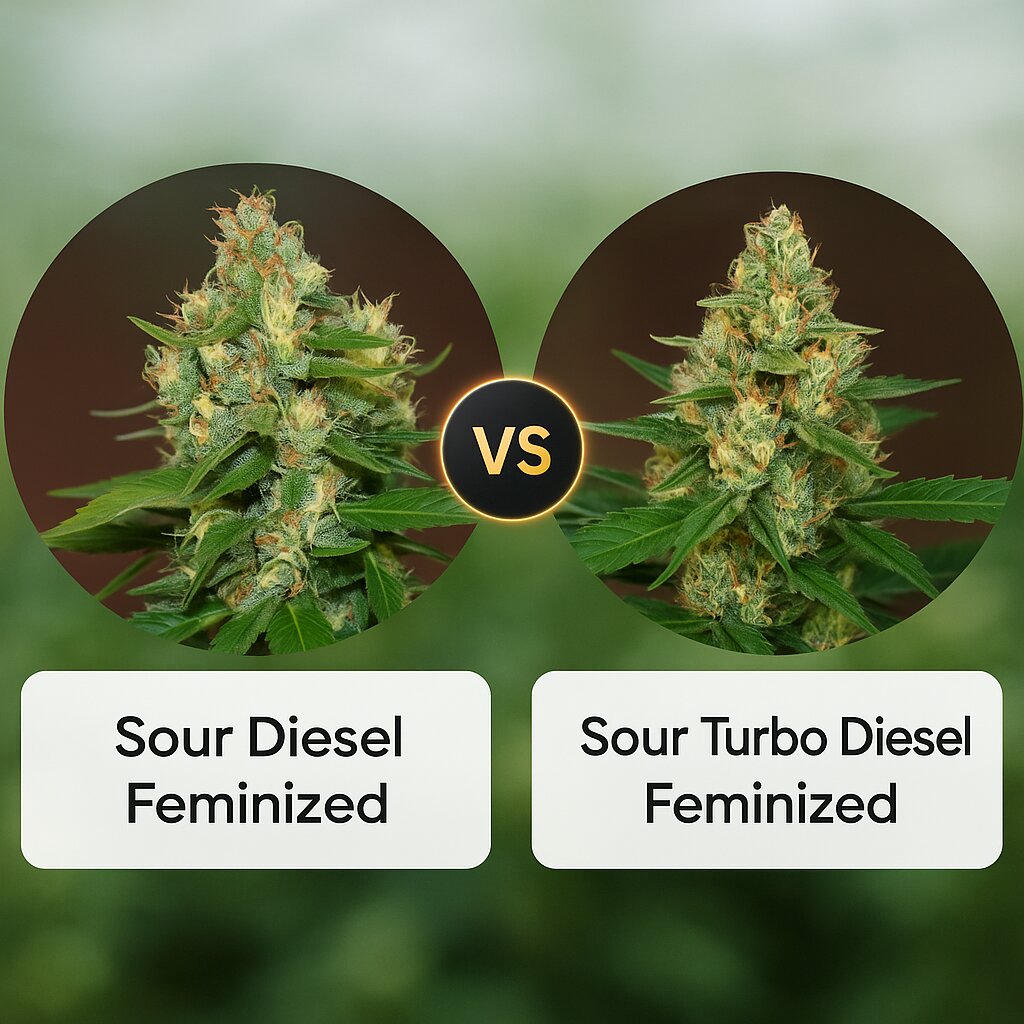 Sour Diesel (Barneys Farm) vs Sour Turbo Diesel (Cream of the Crop) Vergleich von Cannabissamen
