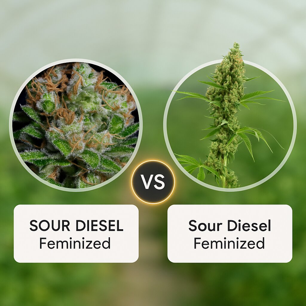 SOUR DIESEL (Bighead Seeds) vs Sour Diesel (Bulldog Seeds) Vergleich von Cannabissamen