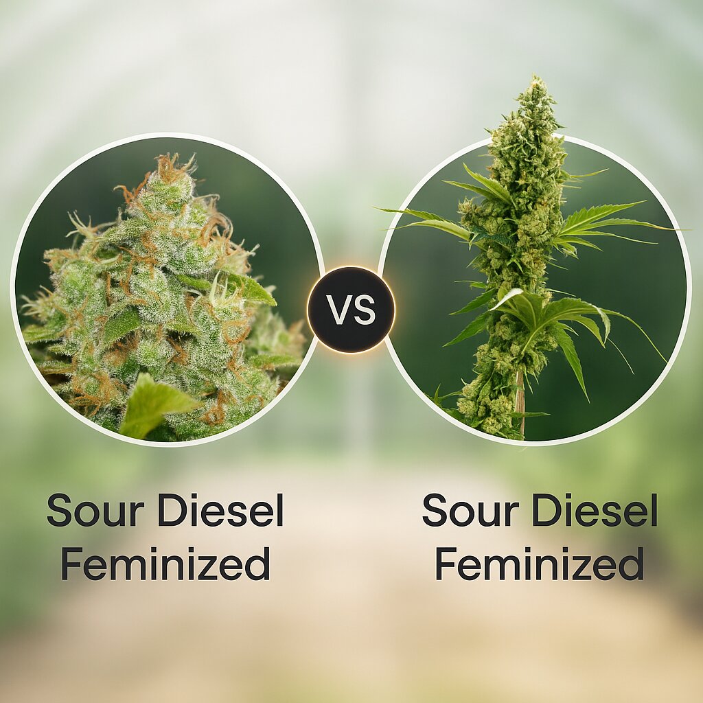 Sour Diesel (Medical Seeds) vs Sour Diesel (Bulldog Seeds) Cannabis Samen Vergleich