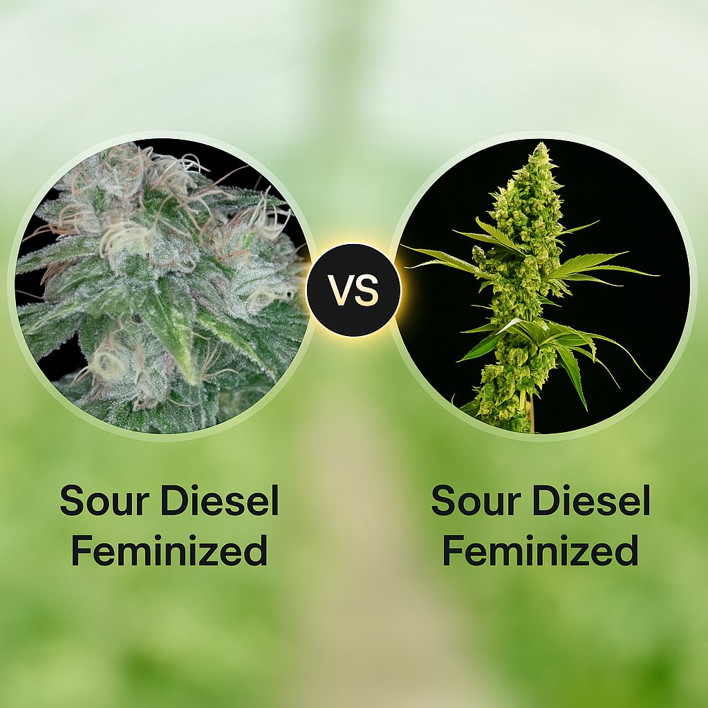 Sour Diesel (Reserva Privada) vs Sour Diesel (Bulldog Seeds) Vergleich von Cannabissamen