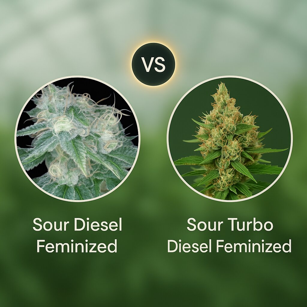 Sour Diesel (Reserva Privada) vs Sour Turbo Diesel (Cream of the Crop) Vergleich von Cannabissamen