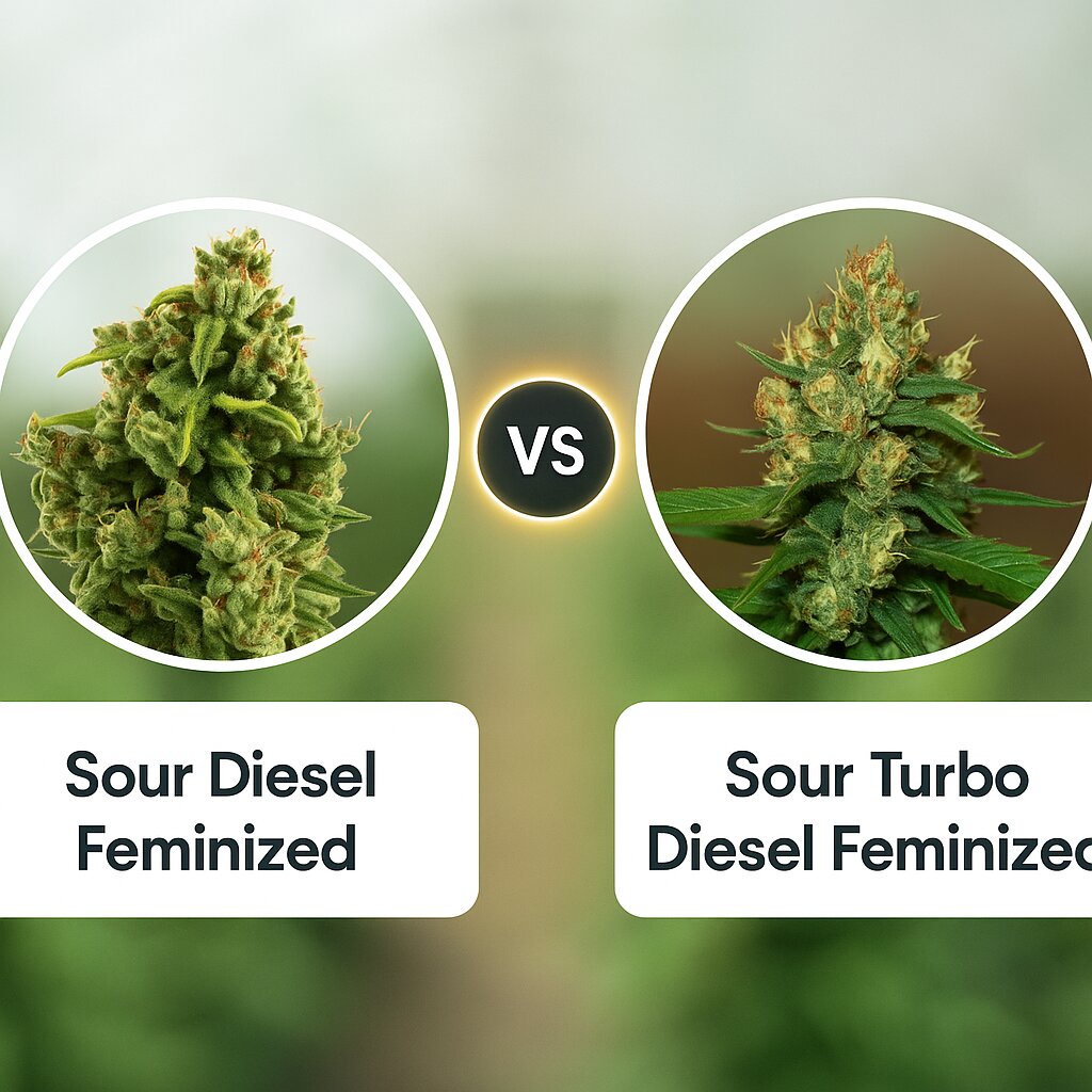 Sour Diesel (Royal Queen Seeds) vs Sour Turbo Diesel (Cream of the Crop) Cannabis Samen Vergleich