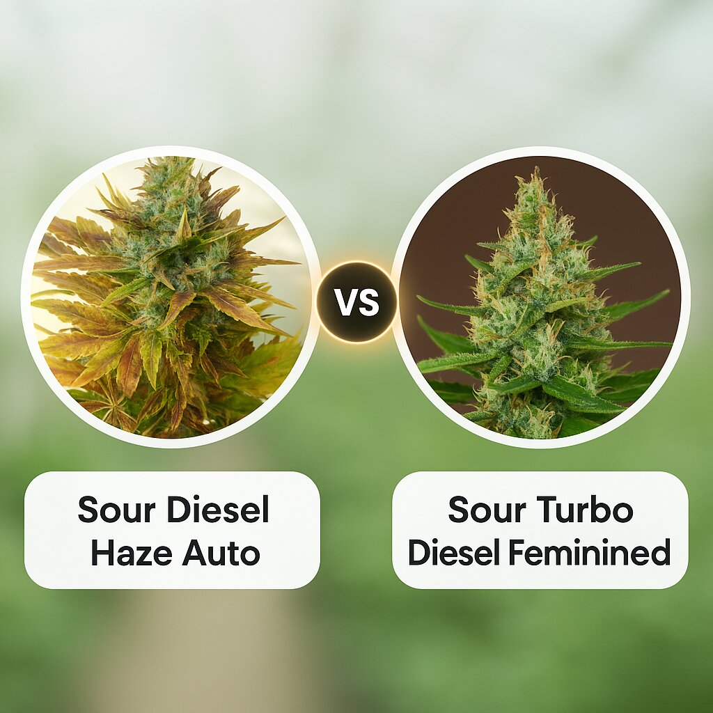 Sour Diesel Haze Auto (Seedsman) vs Sour Turbo Diesel (Cream of the Crop) Vergleich von Cannabissamen