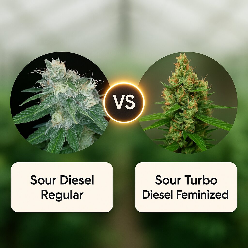 Sour Diesel (Reserva Privada) vs Sour Turbo Diesel (Cream of the Crop) Cannabissamenvergleich