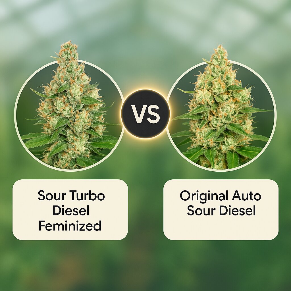 Sour Turbo Diesel (Cream of the Crop) vs Original Auto Sour Diesel (FastBuds) Vergleich von Cannabissamen
