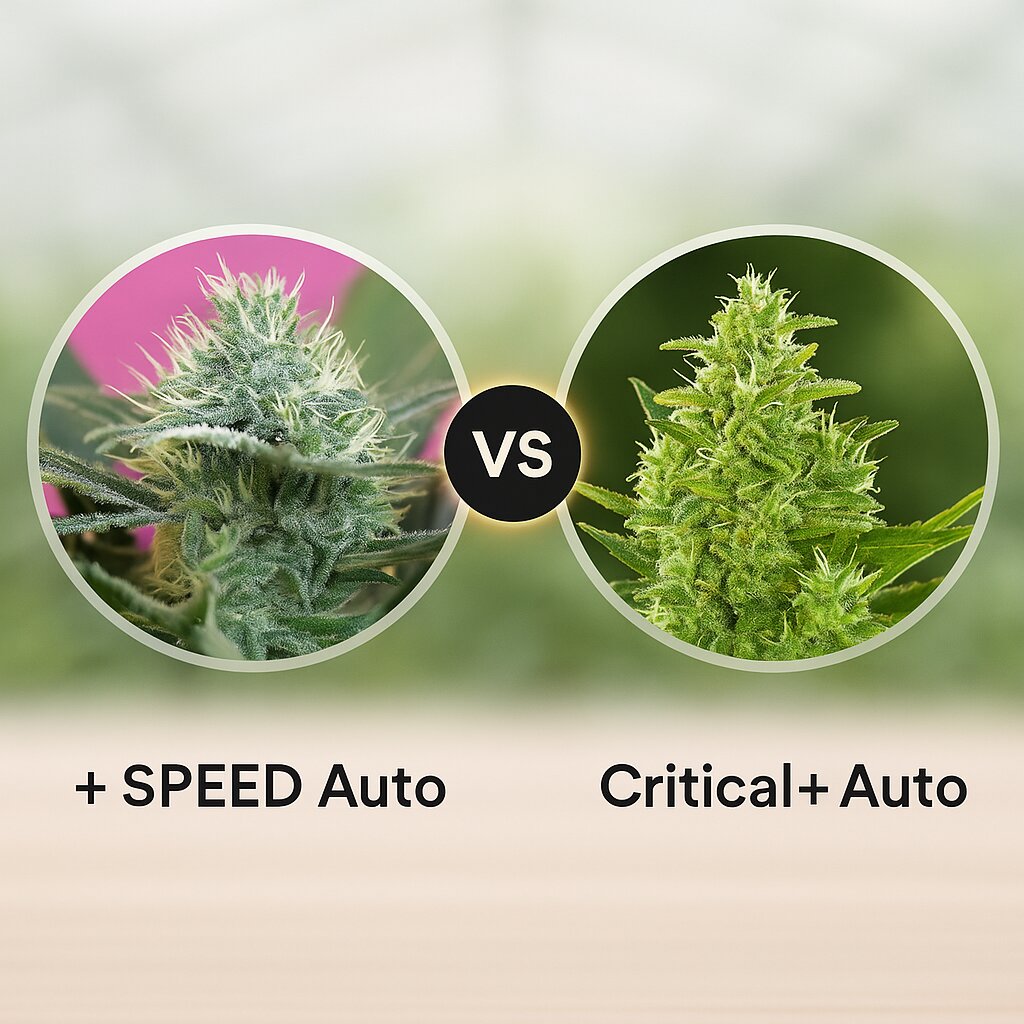 + SPEED (Sweet Seeds) vs Critical + Auto (DinaFem Seeds) Cannabissamenvergleich
