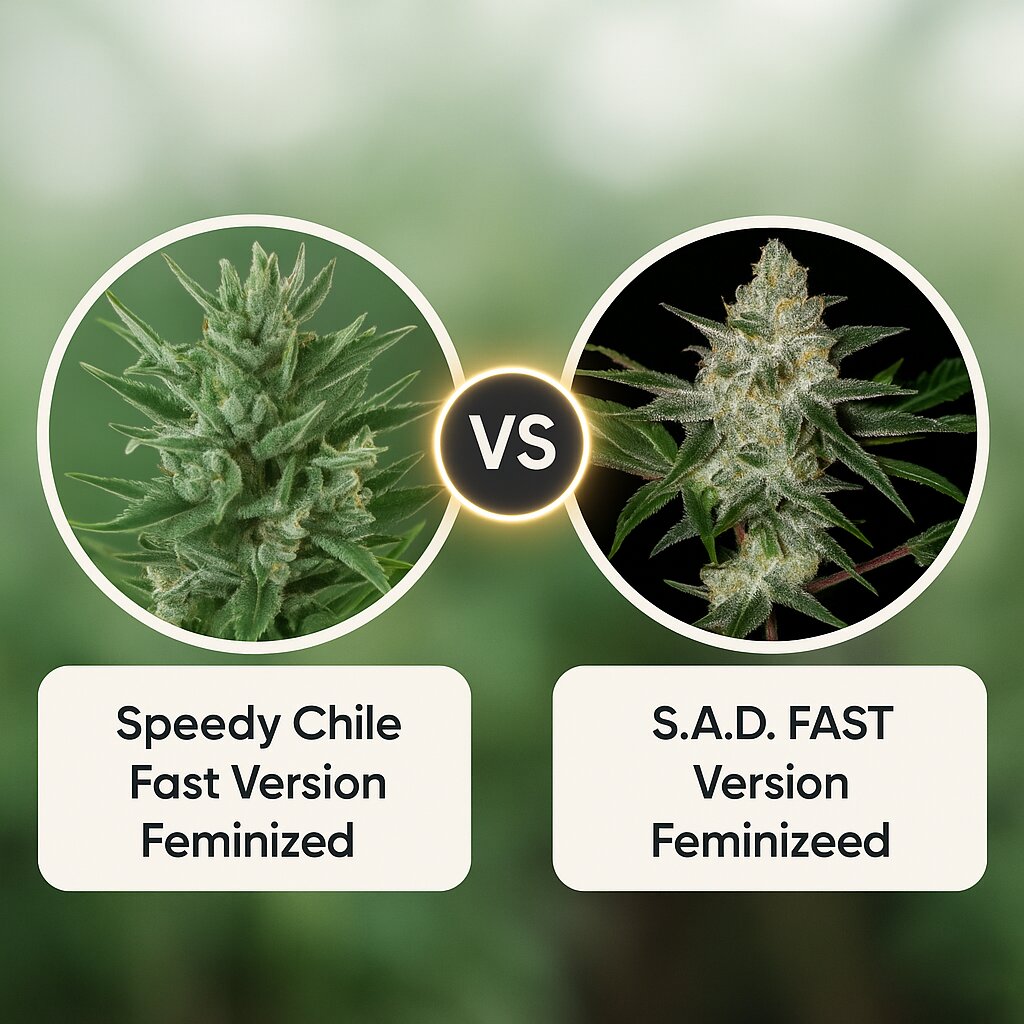 Speedy Chile Fast Version (Royal Queen Seeds) vs S.A.D. FAST Version (Sweet Seeds) Cannabissamen Vergleich