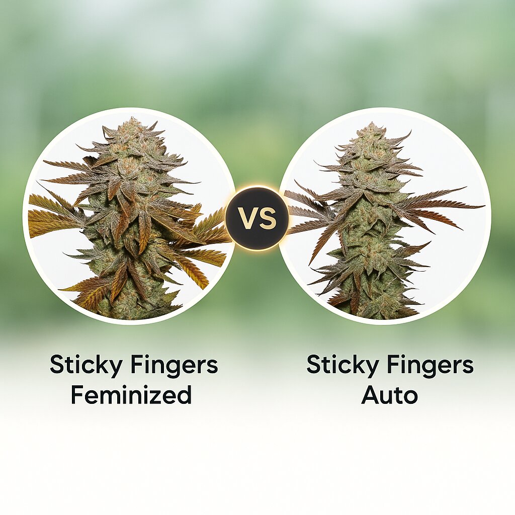 Sticky Fingers (Seed Stockers) vs Sticky Fingers Auto (Seed Stockers) Vergleich von Cannabissamen