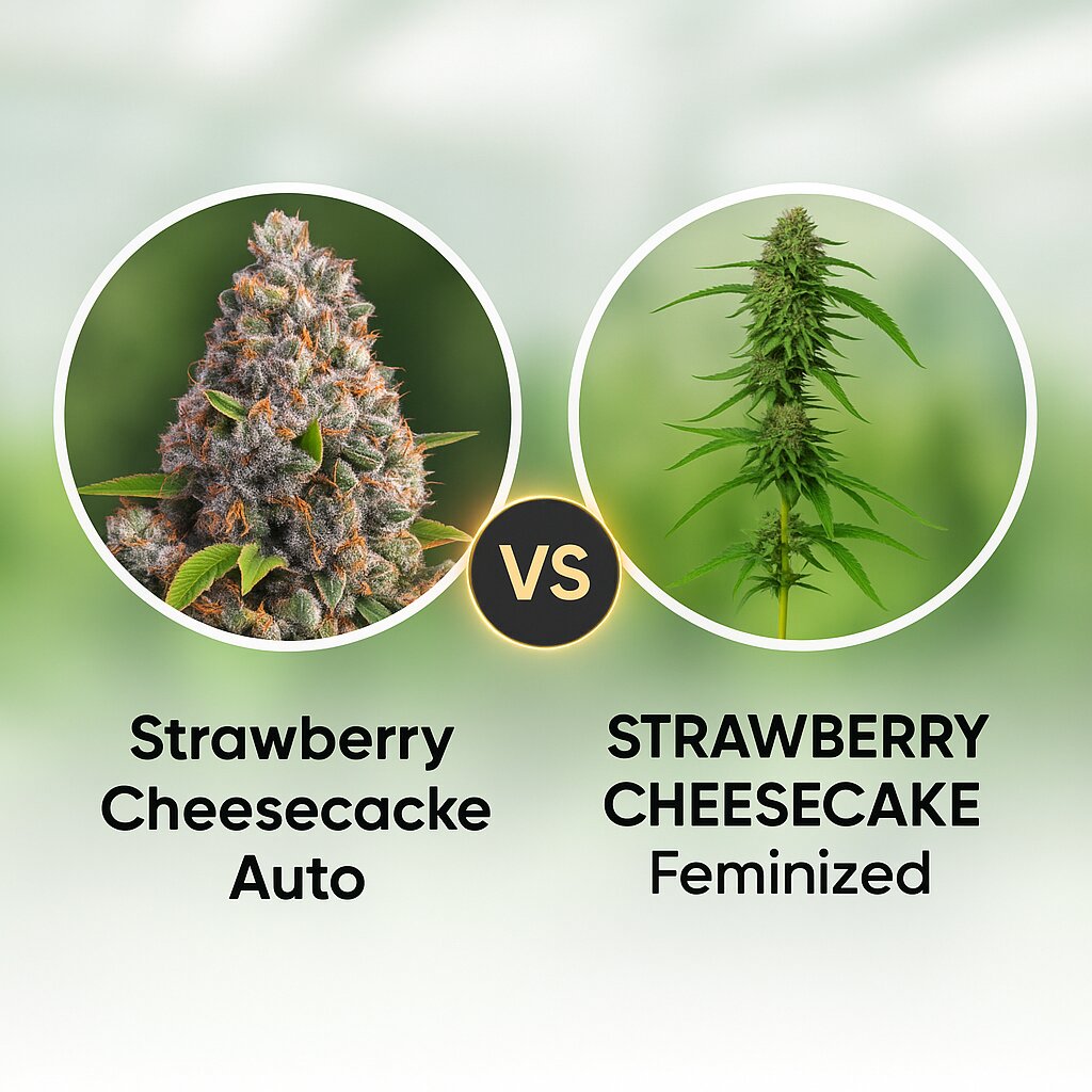 Strawberry Cheesecake Auto (Barneys Farm) vs STRAWBERRY CHEESECAKE (Humboldt Seed Company) Vergleich von Cannabissamen