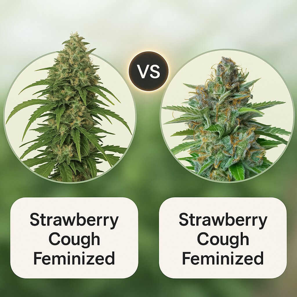 Strawberry Cough (Dutch Passion) vs Strawberry Cough (Royal Queen Seeds) Vergleich von Hanfsamen