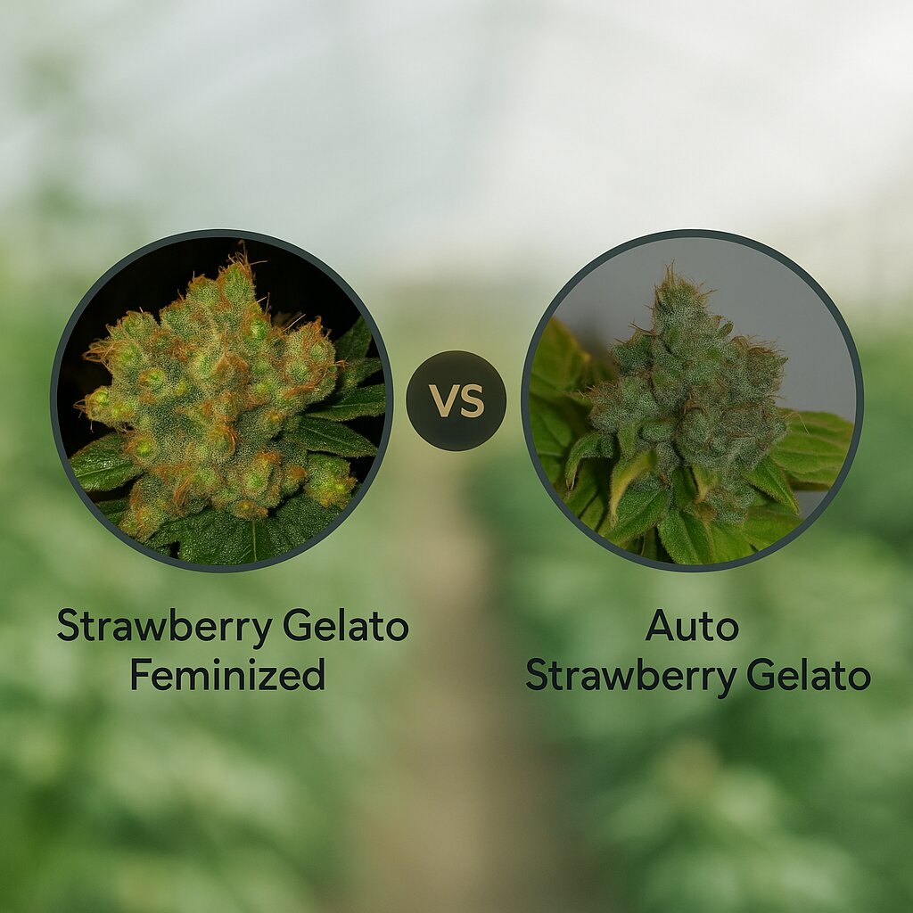 Strawberry Gelato (Cali Weed) vs Auto Strawberry Gelato (Cali Weed) Vergleich von Cannabissamen