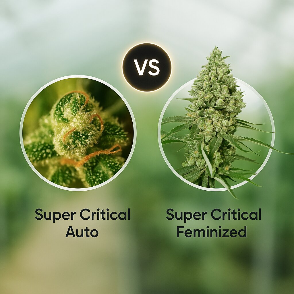 Super Critical Auto (Greenhouse Seed Co) vs Super Critical (Greenhouse Seed Co) Vergleich von Cannabissamen