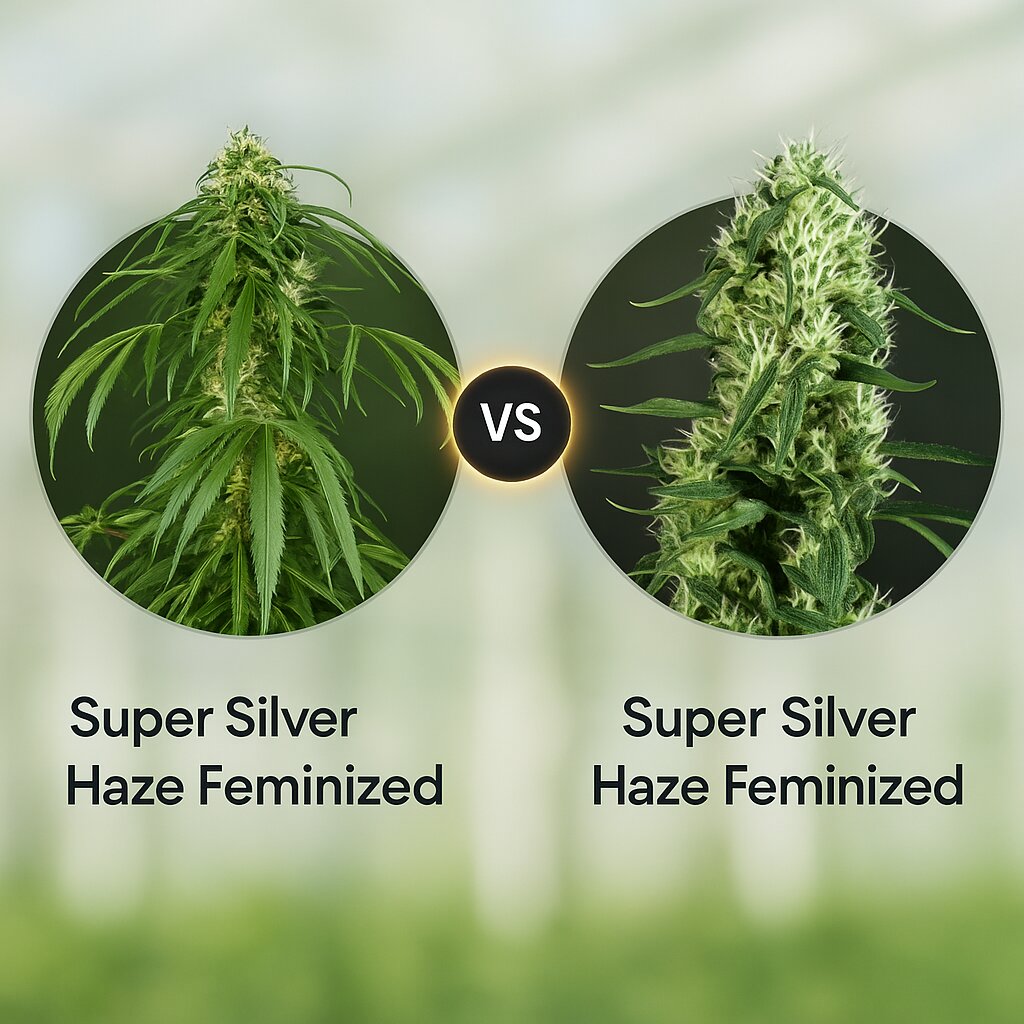 Super Silver Haze (DinaFem Seeds) vs Super Silver Haze (Greenhouse Seed Co) Cannabis Samen Vergleich