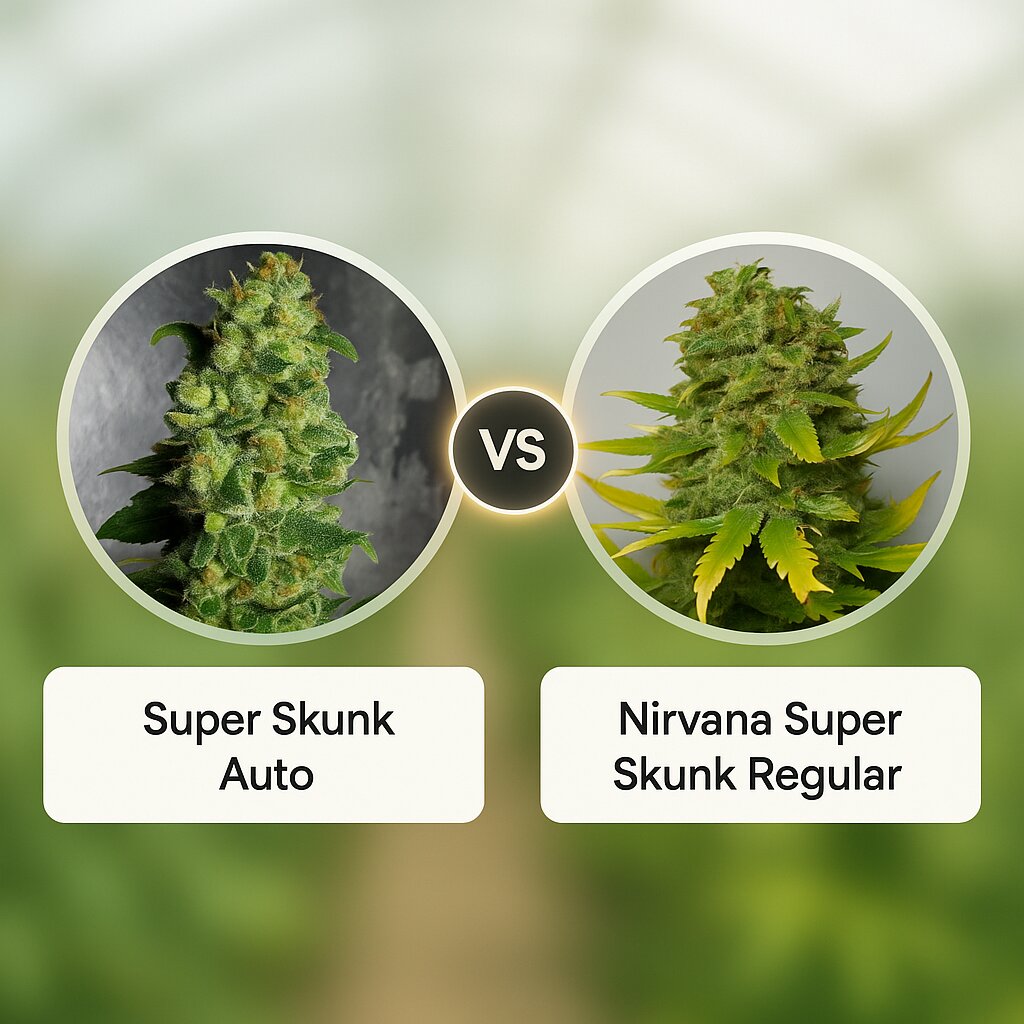 Super Skunk Auto (Dr Krippling) vs Nirvana Super Skunk (Nirvana Seeds) Vergleich von Cannabissamen