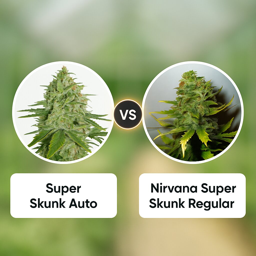 Super Skunk Auto (Seed Stockers) vs Nirvana Super Skunk (Nirvana Seeds) Vergleich von Cannabissamen
