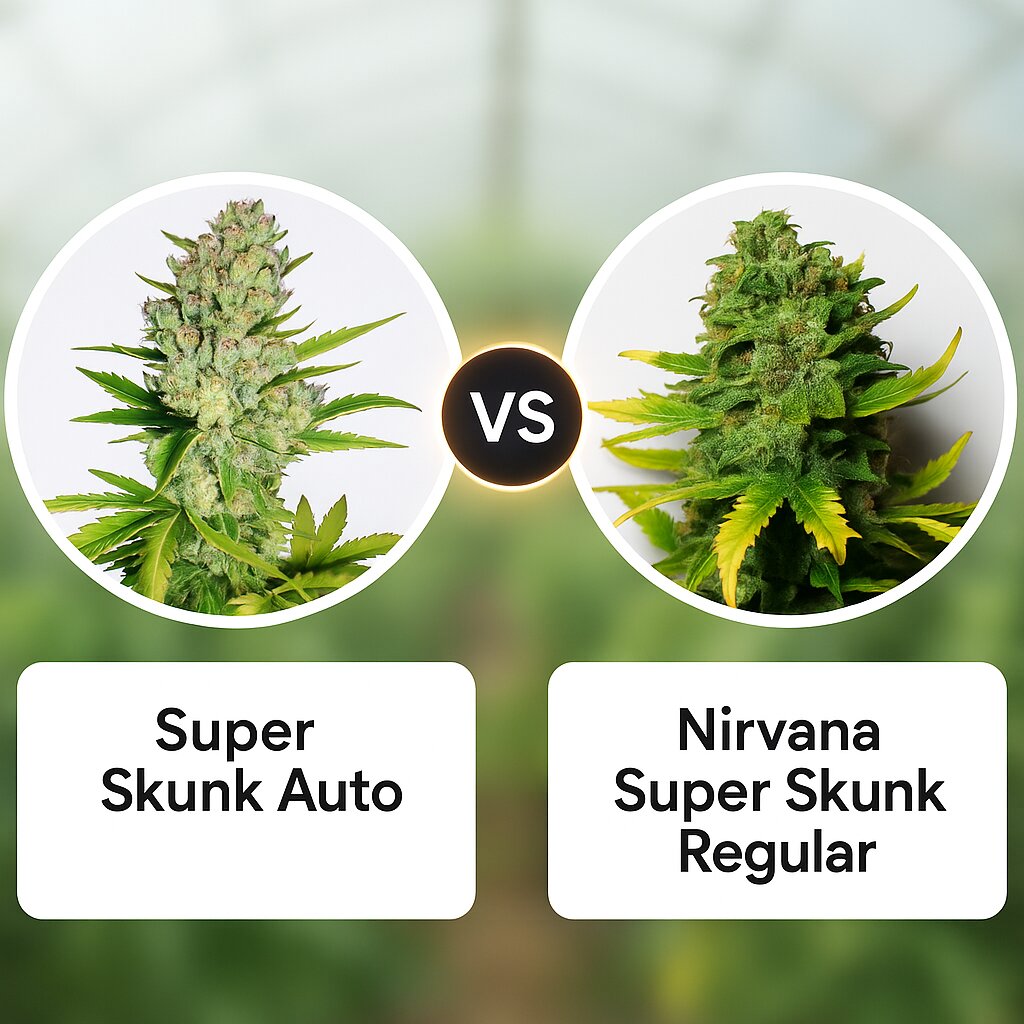 Super Skunk Auto (Sensi Seeds) vs Nirvana Super Skunk (Nirvana Seeds) Cannabis Samen Vergleich