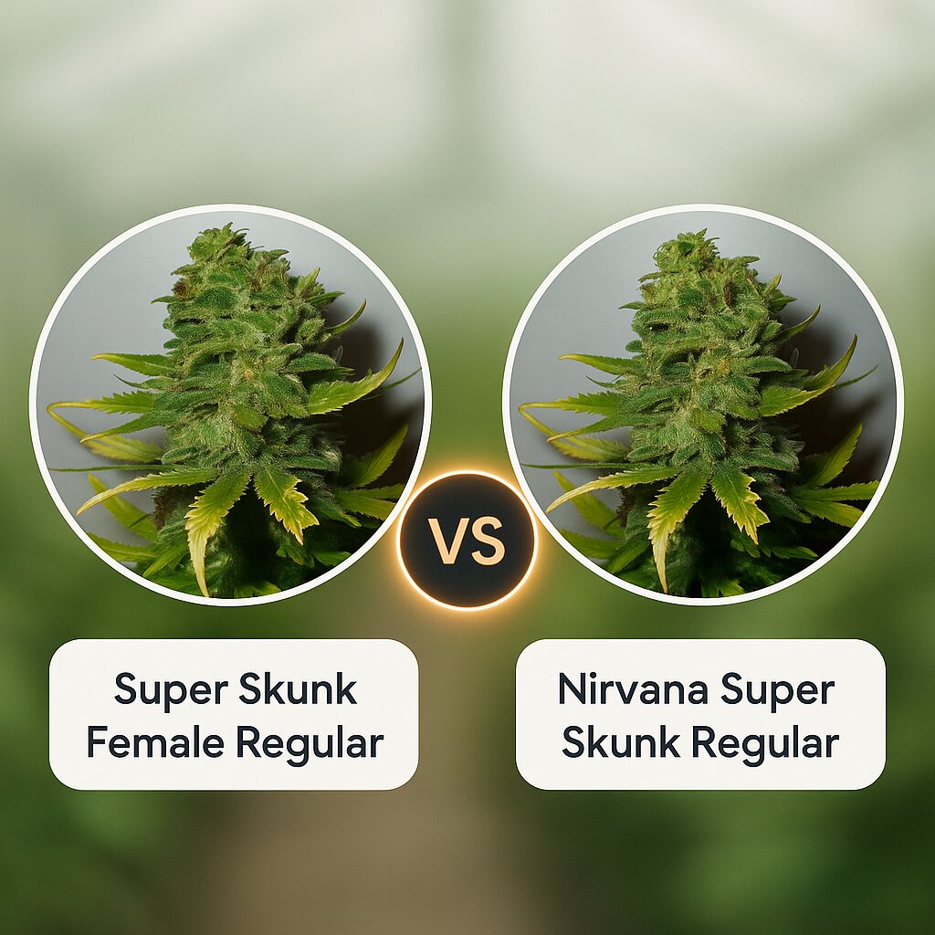 Super Skunk Female (Nirvana Seeds) vs Nirvana Super Skunk (Nirvana Seeds) Vergleich von Hanfsamen